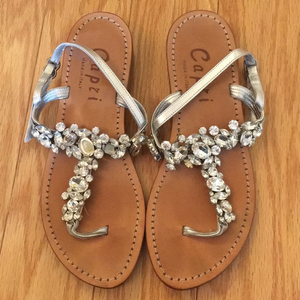 Rhinestone Italian Leather Sandals